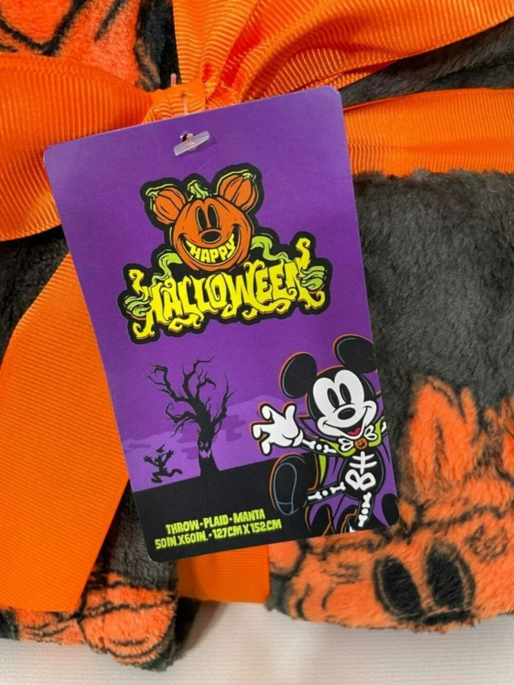 Disney Mickey & Minnie Halloween Plush Throw Blanket 50